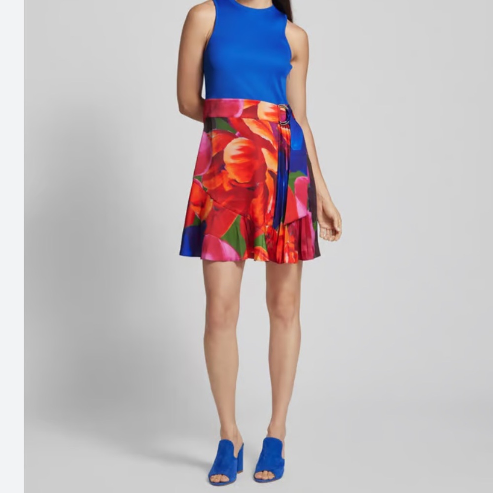Ted Baker Blue and Red Floral Midi Dress